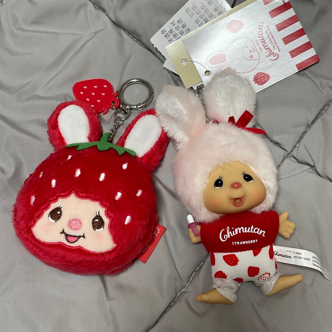 몬치치 치무탄 딸기 한정 키링 파우치 세트 상품이미지2