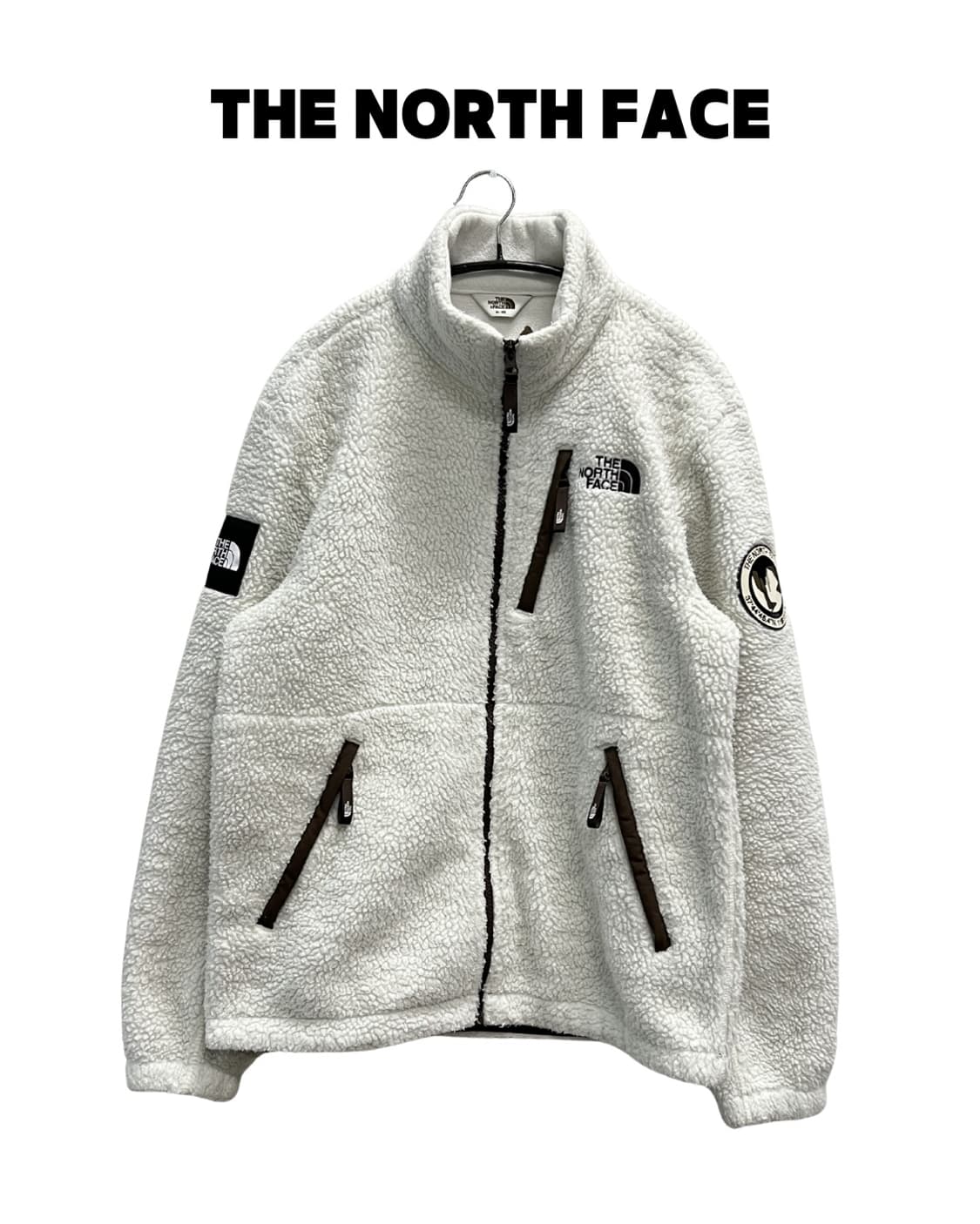 노스페이스 화이트라벨 양털 플리스 셰르파 집업 자켓 아이보리/브라운 상품이미지1
