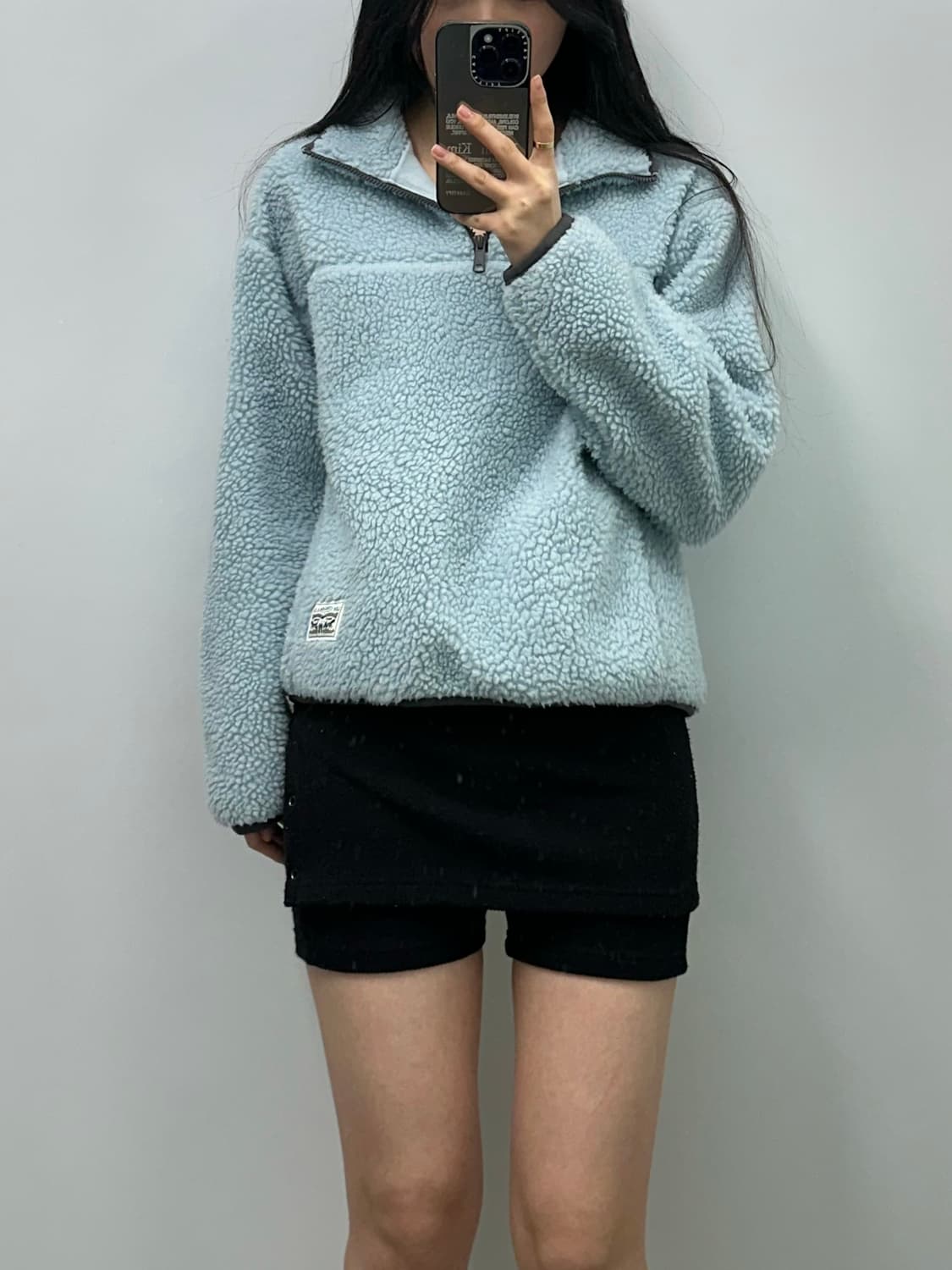 리바이스 스카이블루 쉐르파 반집업 맨투맨 상품이미지1