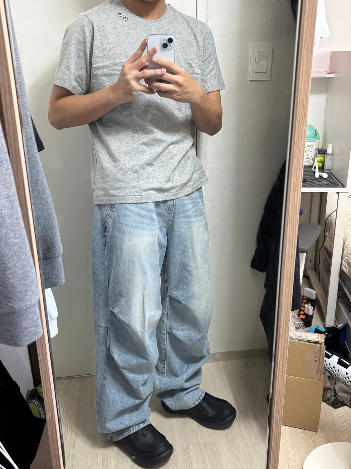 dnsr 파라슈트 와이드 데님 라이트블루 M 상품이미지4