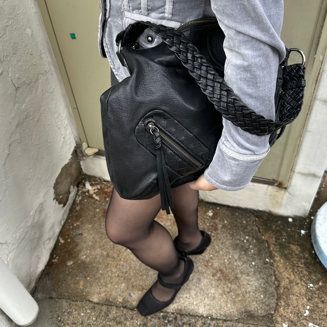 00s 브레이드 디테일 가죽 빅 숄더백 상품이미지8