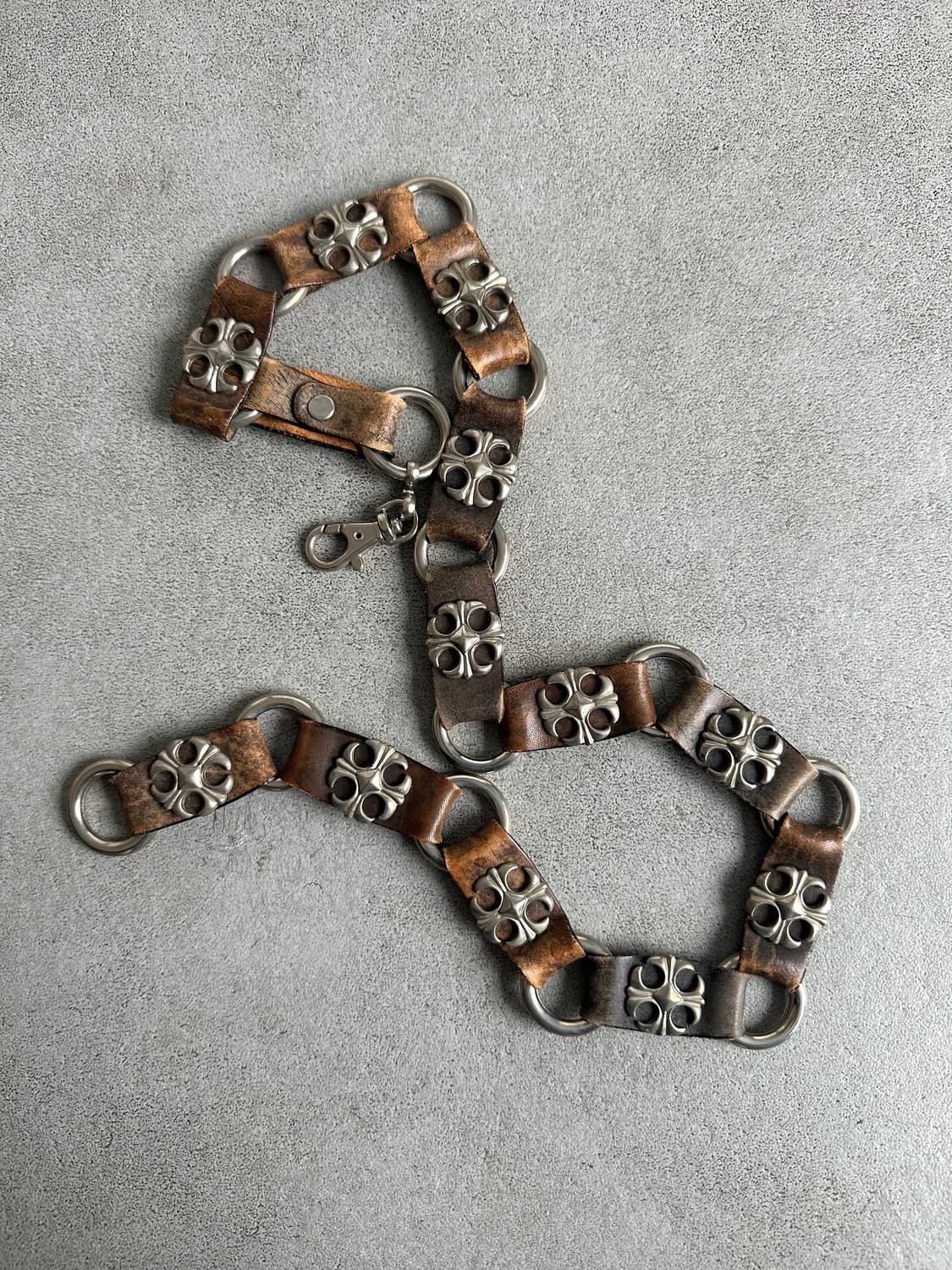 JPN VTG 플로럴 브라운 레더 체인 상품이미지1