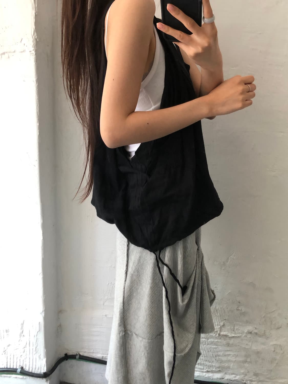 Y’s 요지야마모토 블랙 레이어드 슬리브리스 상품이미지2