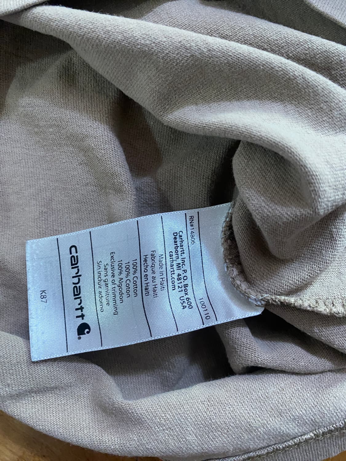 칼하트 반팔티 카키색 M (100) 상품이미지4