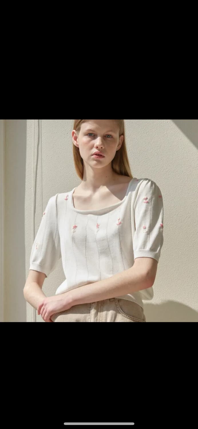 트와 리비에라 플라워 스퀘어 니트 아, 검 상품이미지2