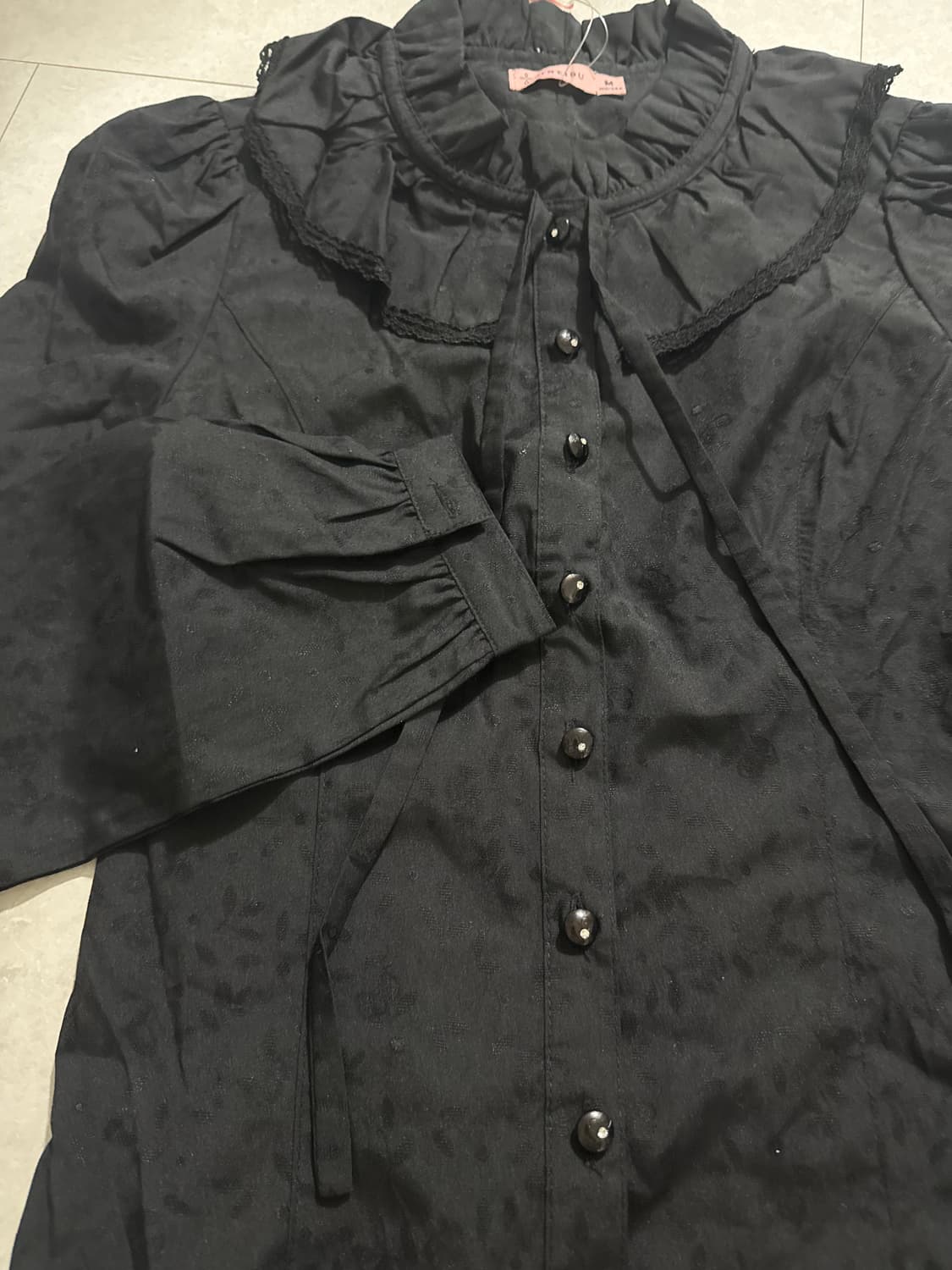 로리타 블라우스 셔츠 레이스 프릴 셔츠 큐빅 리본 고딕로리타 고스펑크 상품이미지3