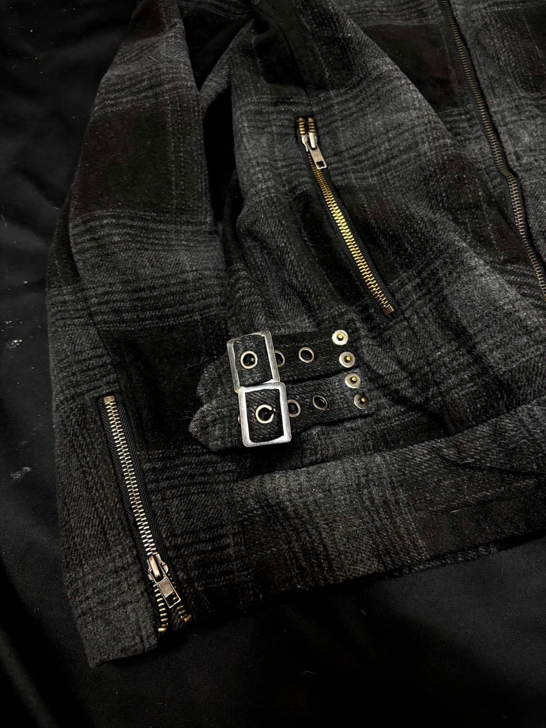 Black Check Double Zip&Buckle Detail Rid 상품이미지4