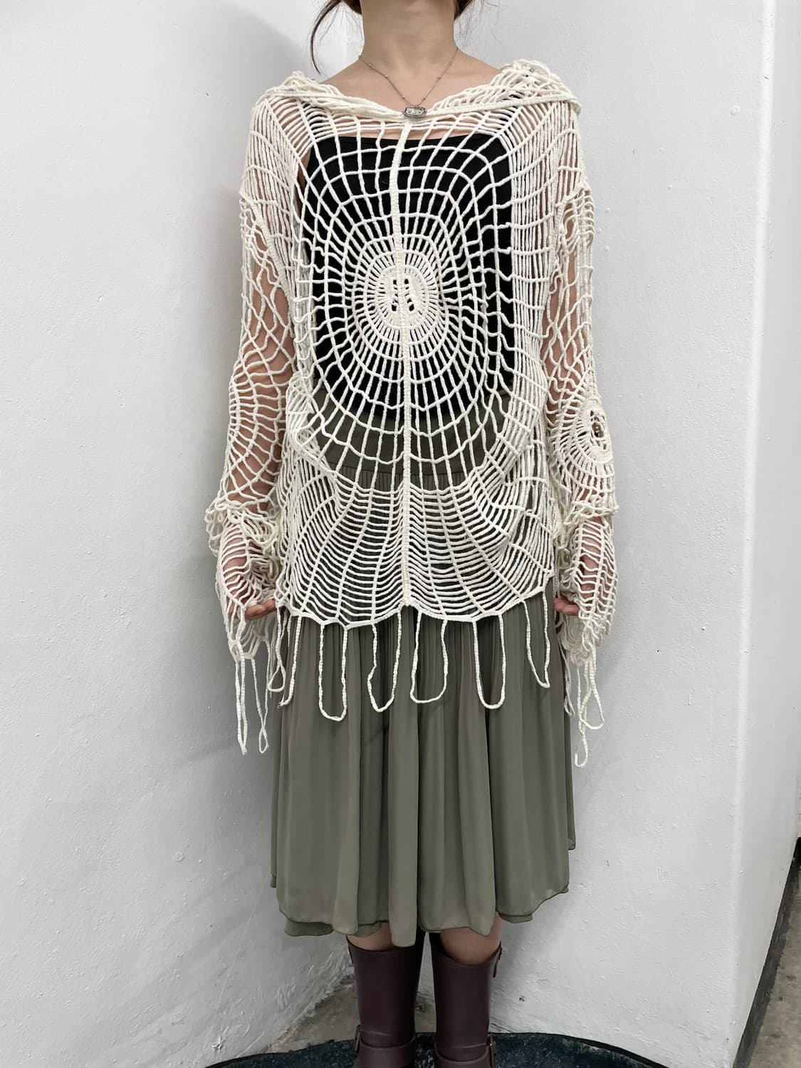 카키 레이어드 플리츠 스커트 상품이미지4