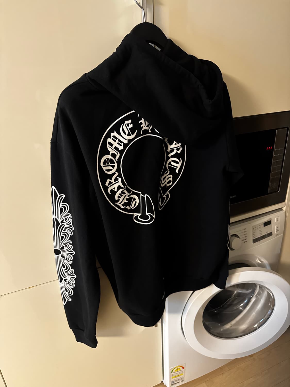 크롬하츠 홀스슈 플로랄 후드티 블랙 L 상품이미지2