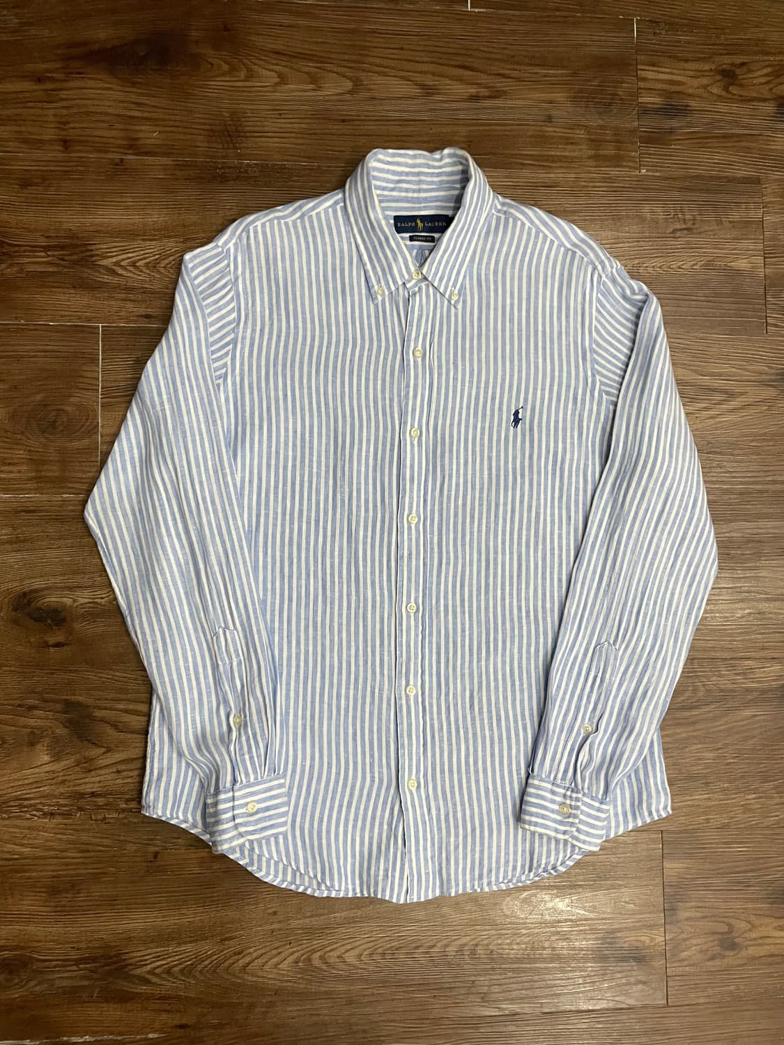 폴로 클래식핏 린넨 스트라이프 셔츠 상품이미지2