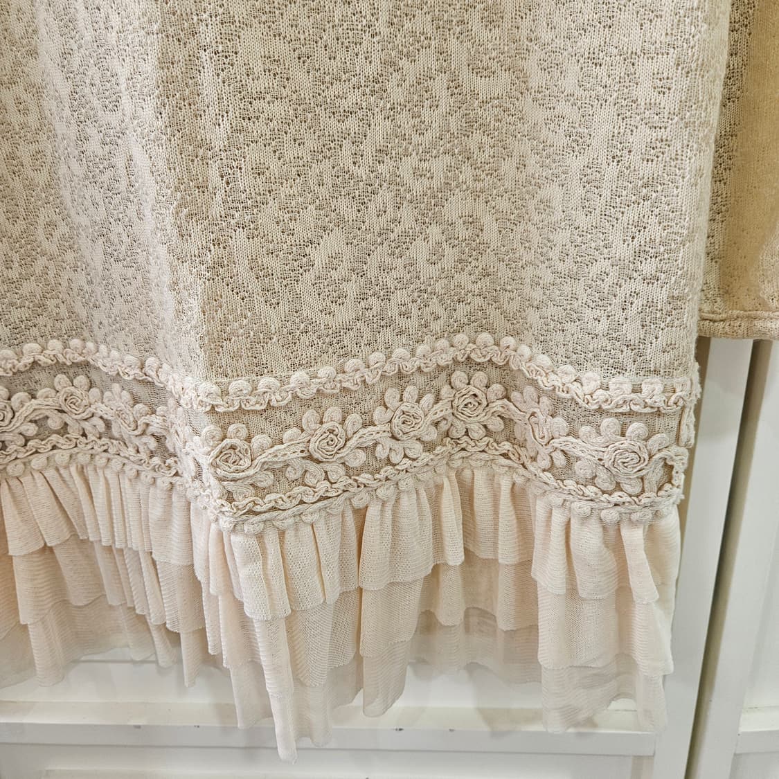 아이보리 레이스 롱 가디건 프릴 장식 상품이미지7