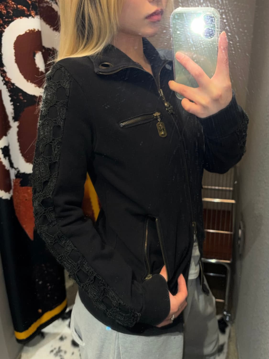 고딕펑크 딱붙핏 투웨이 집업 상품이미지1