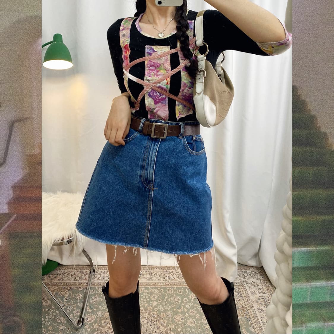 중청 데님 미니 스커트 상품이미지3