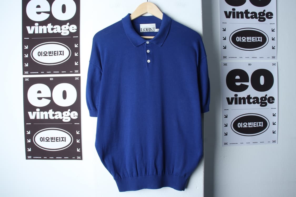 (2XL) 론트 반팔 카라 티셔츠 빅사이즈 니트 블루 무지-H33235 상품이미지2
