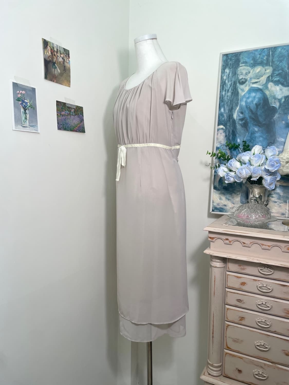 sheer pinkgray shirring bow point opc 상품이미지2