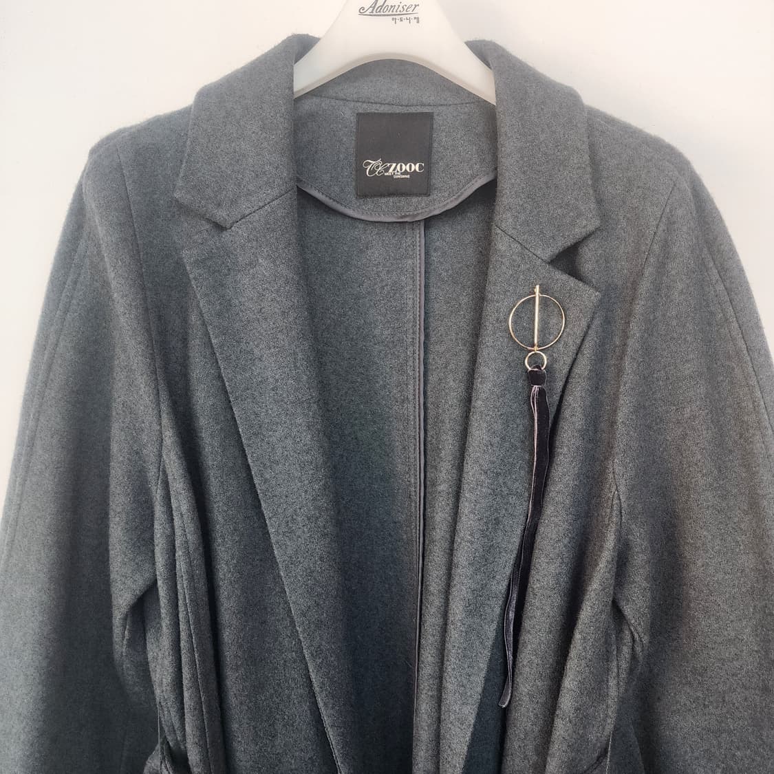 ZOOC 그레이 벨트 롱 코트 상품이미지2