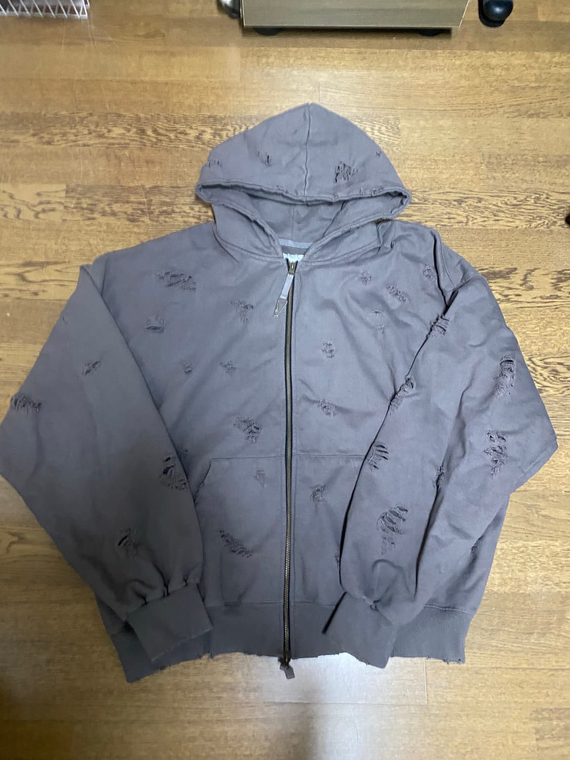 언더마이카 오터 오버사이즈 데미지 후드집업 더스트 2사이즈 상품이미지1