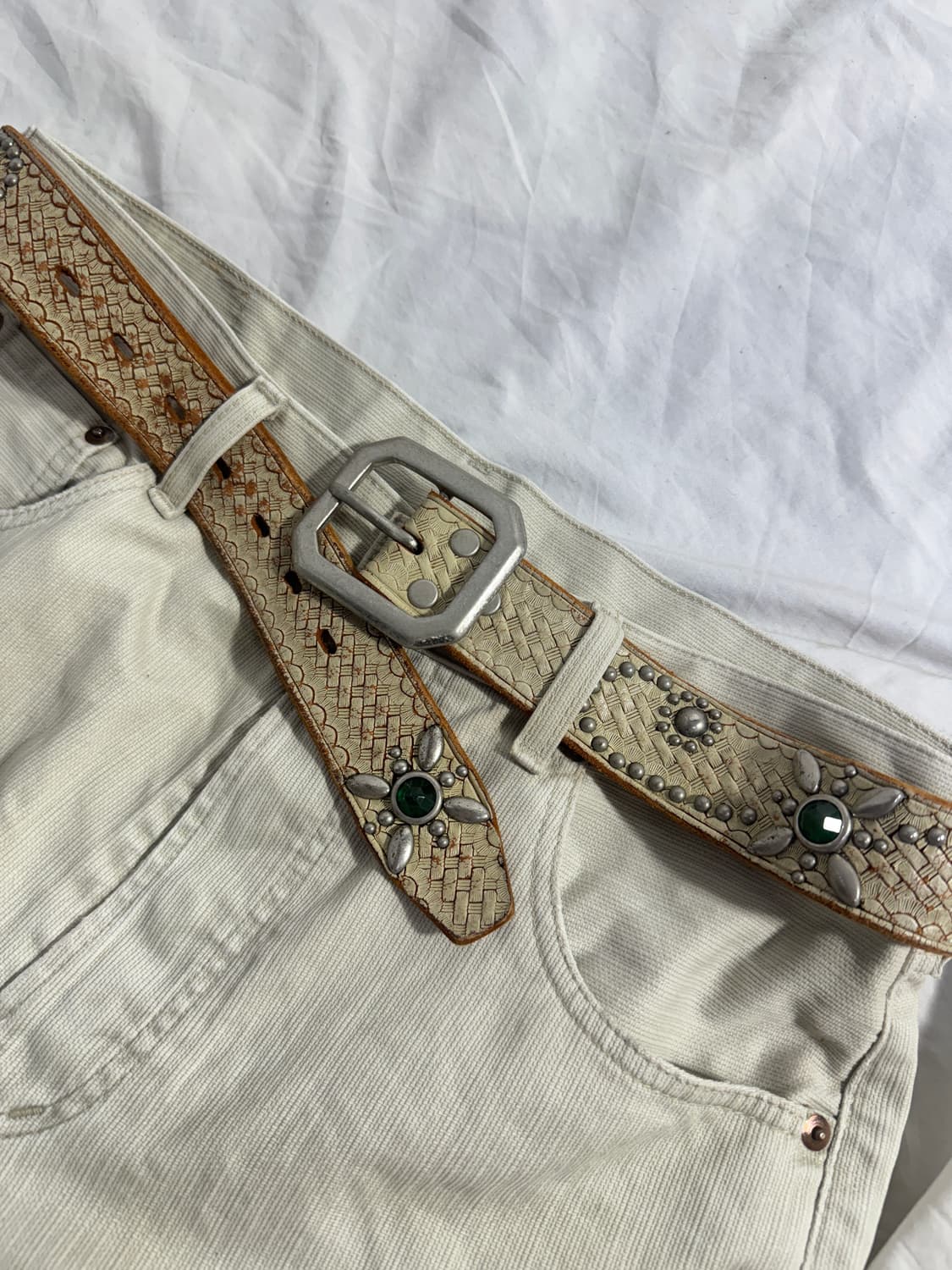 빈티지 잼 스톤 스터드 벨트 y2k 웨스턴 상품이미지5
