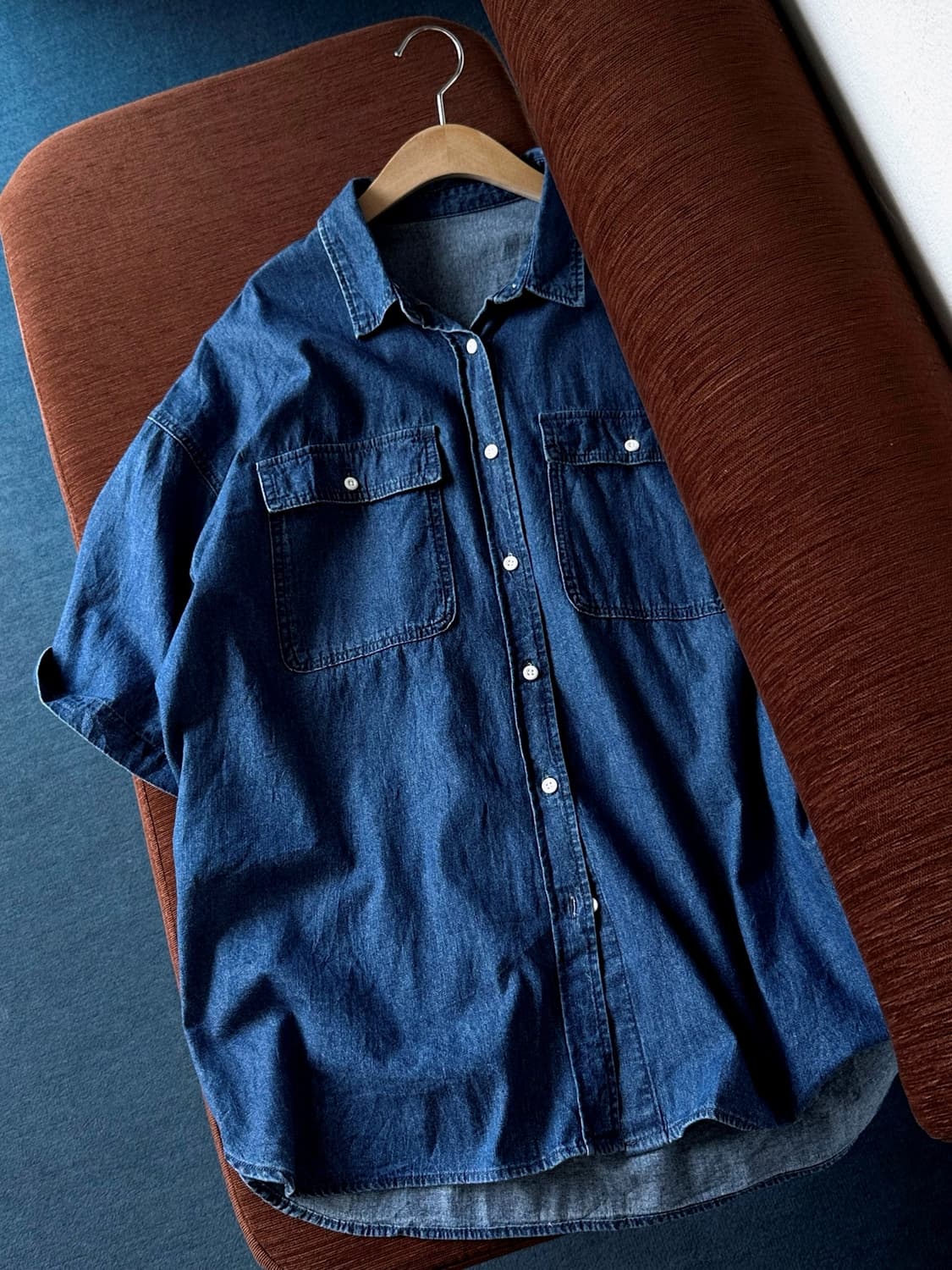 Cotton denim H/S big work shirt 상품이미지3