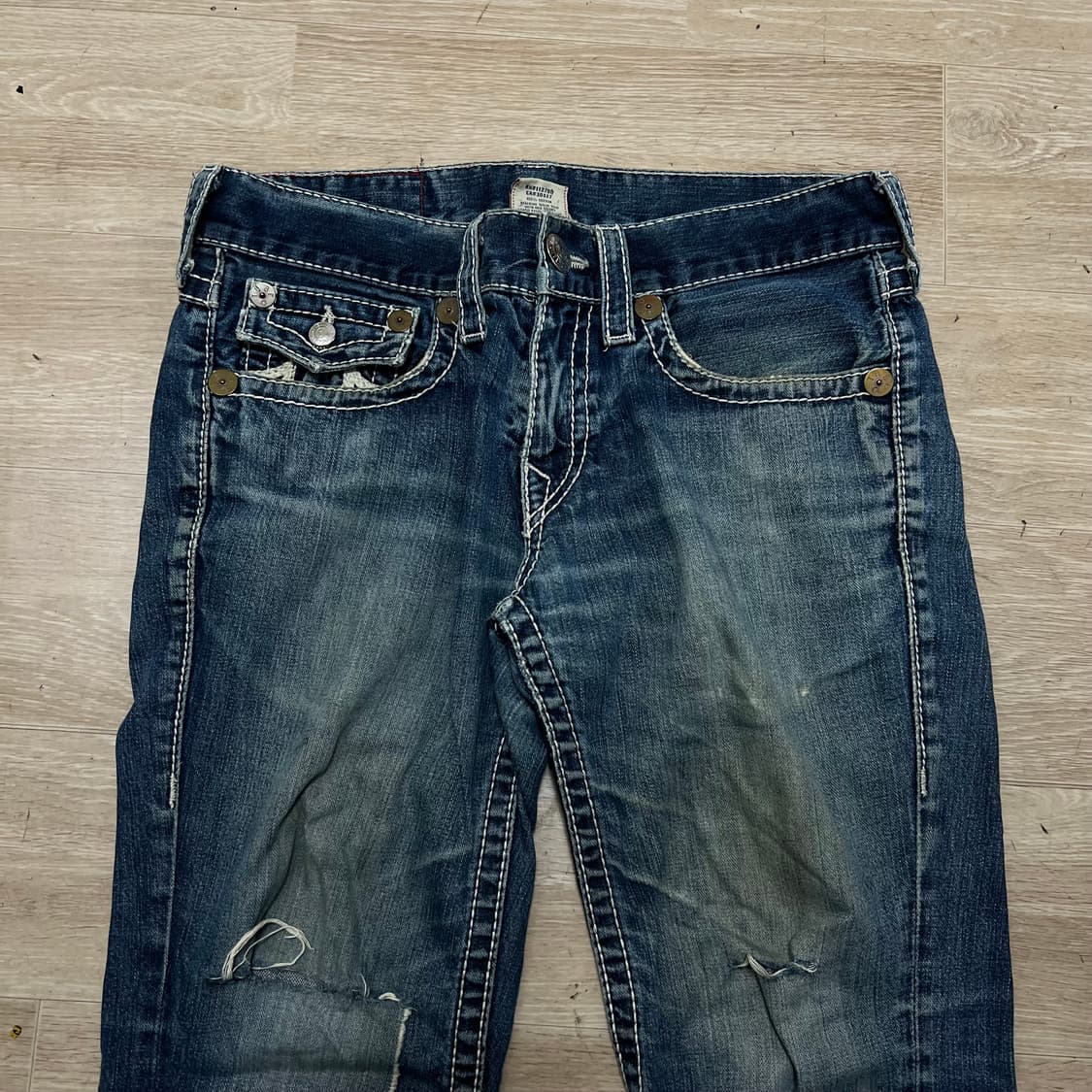 트루릴리전 여성 데미지드 워싱 데님팬츠 찢청바지 [중청] 32 상품이미지2