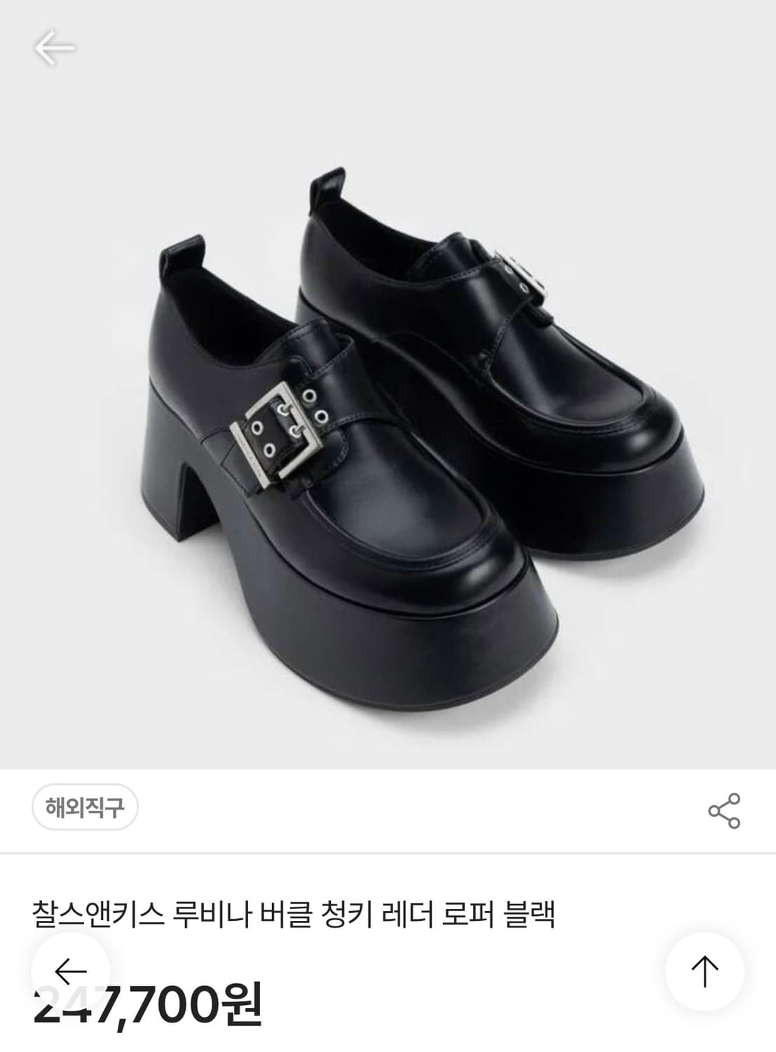 찰스앤키스 루비나 버클 청키 레더 로퍼 블랙 230 상품이미지1