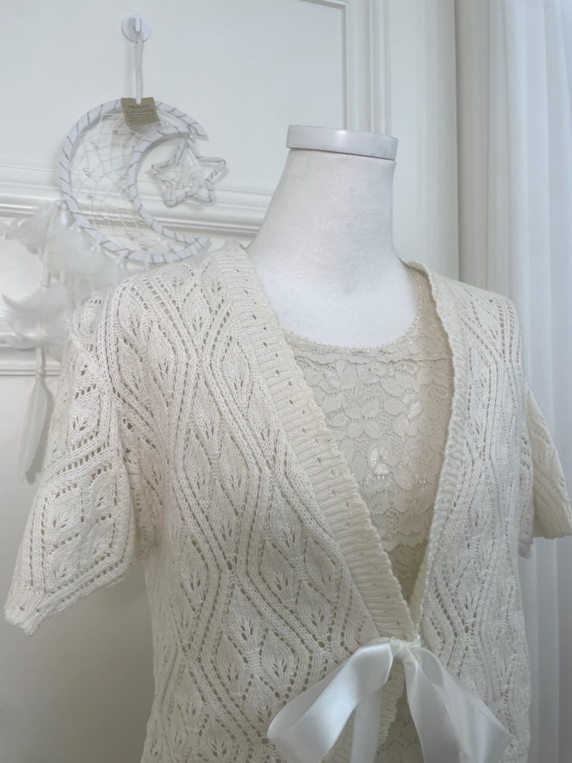 ivory bolero cardigan&beigw lace half to 상품이미지4