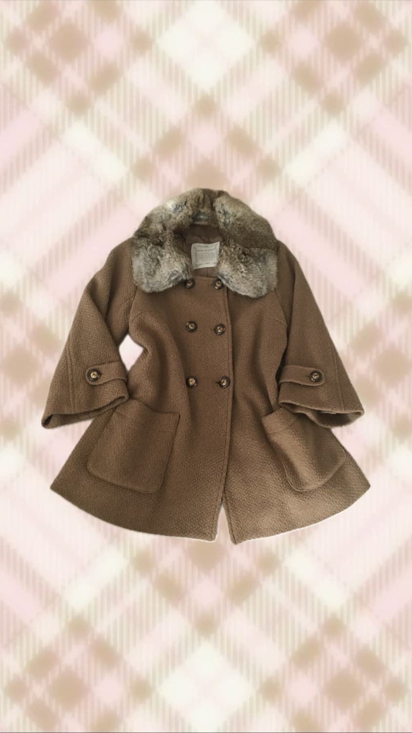 브라운 퍼 코트 라떼 히메 갸루 러블리 로걀 빈티지 모리 상품이미지1