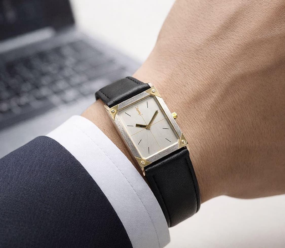 입생로랑 생로랑 빈티지 사각 금장 가죽 시계 클래식시계 빈티지시계 상품이미지2