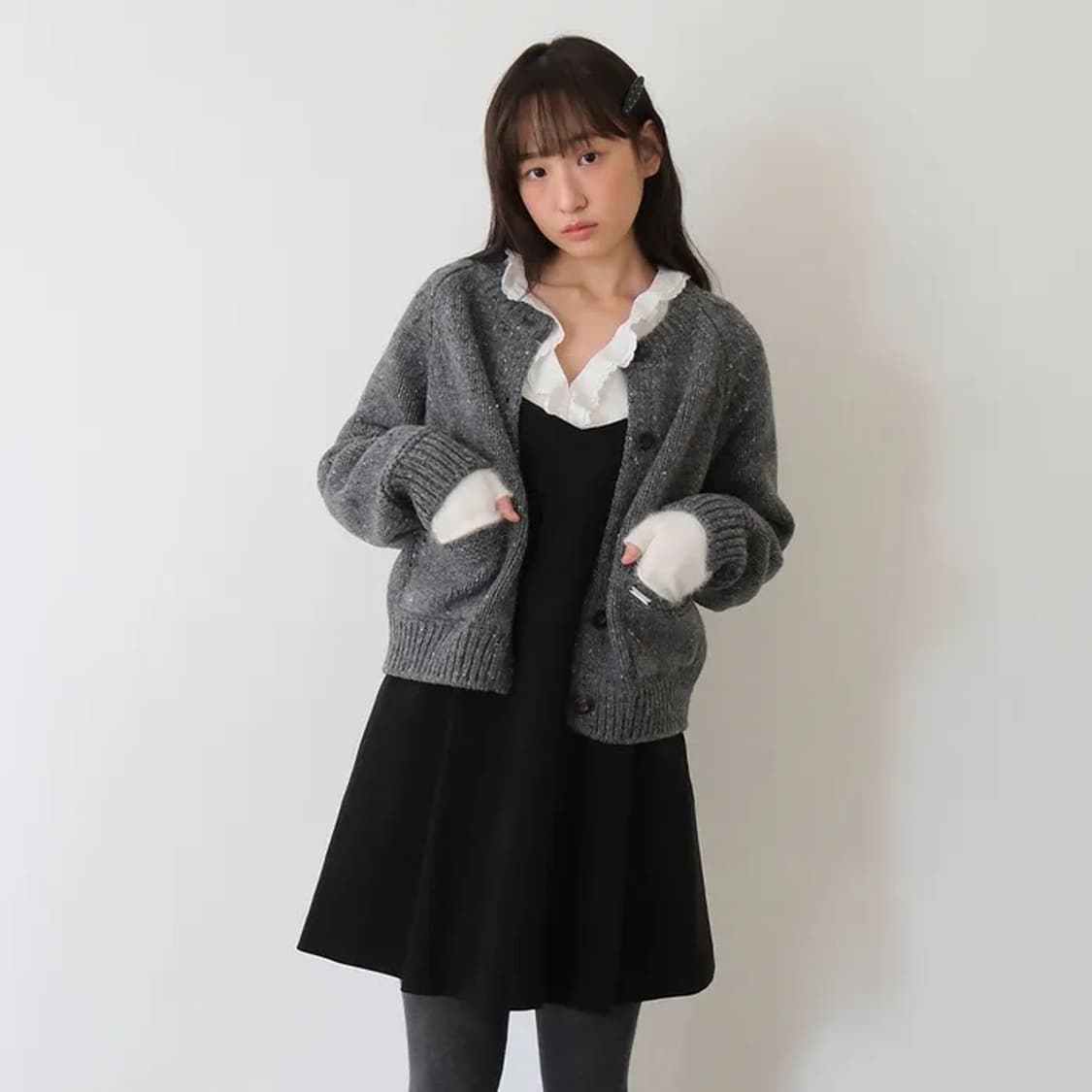 moui * Chip wool nep cardigan (CHACOAL) 상품이미지5