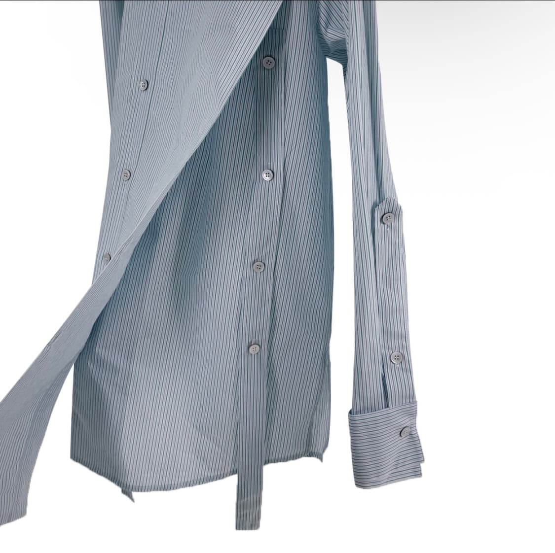 [50] 우영미 남성 스트라이프 오버사이즈 깅엄 셔츠 자켓 블루 상품이미지7