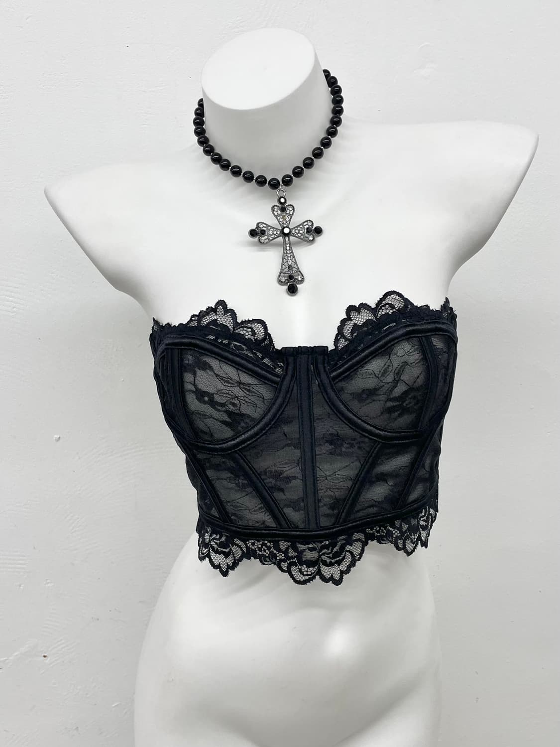 블랙 고딕 레이스 코르셋 상품이미지1