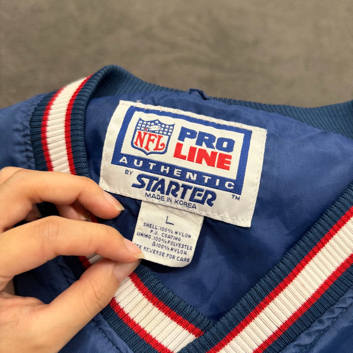 [정품/L] NFL 스타터 올드스쿨 뉴잉글랜드 패트리어츠 바람막이 웜업 상품이미지5