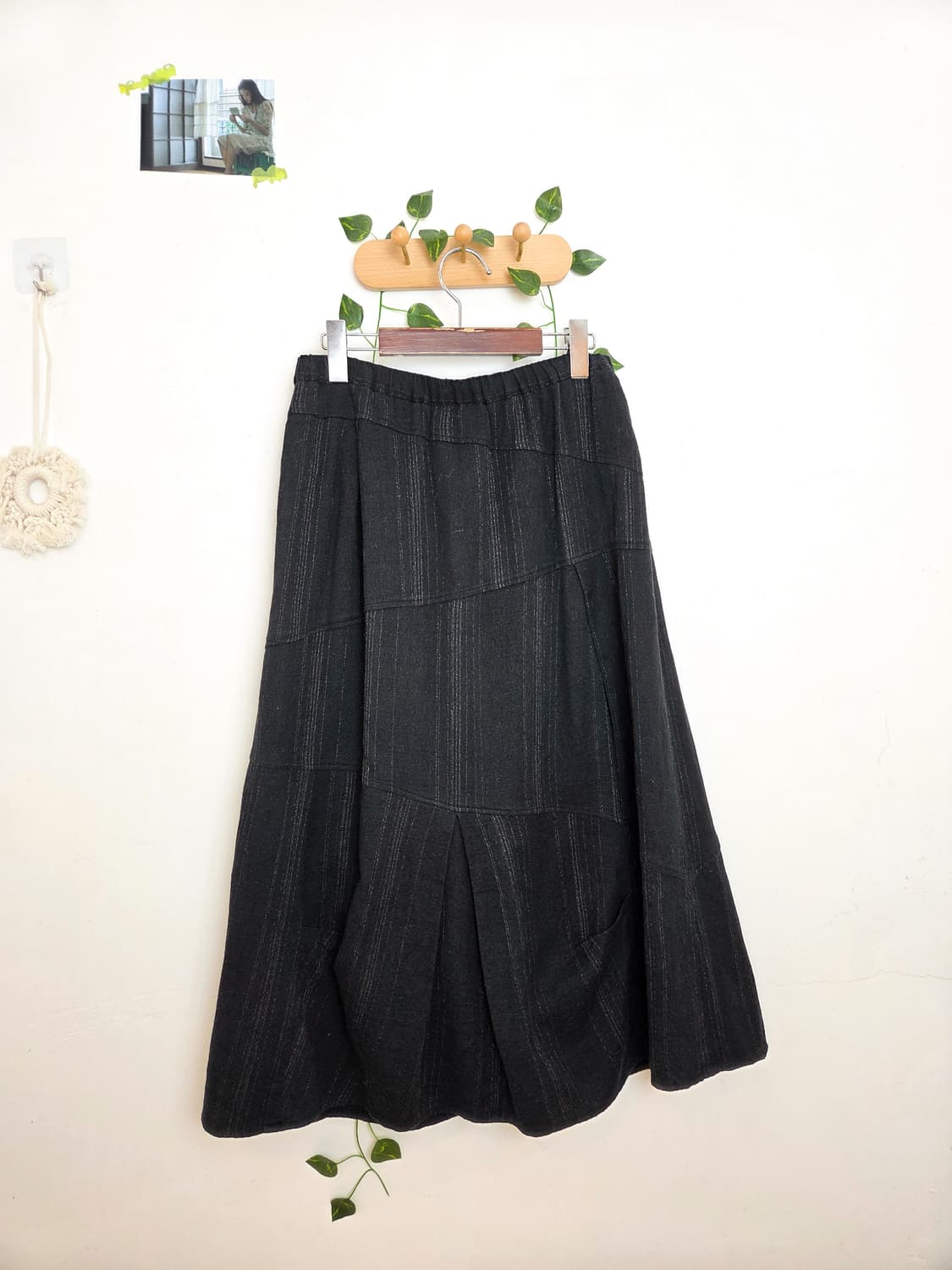 블랙 디테일 롱스커트 상품이미지4