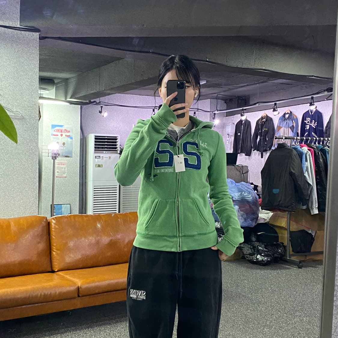 홀리스터 자수 빅로고 그린 후드집업 B3222 상품이미지1