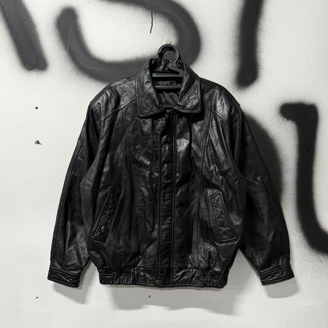 VTG 빈티지 100% 소가죽 리얼 레더 싱글 블루종 자켓 상품이미지1