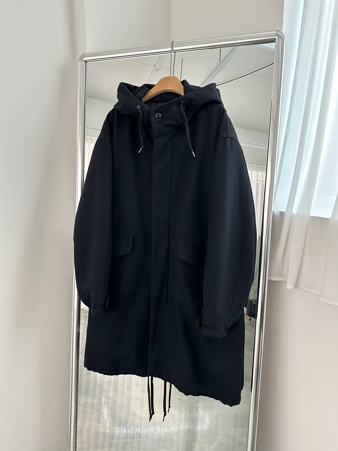 BeAMS 빔즈 울 모즈 코트 M-51 M-65 후드 다크 네이비 m 상품이미지1