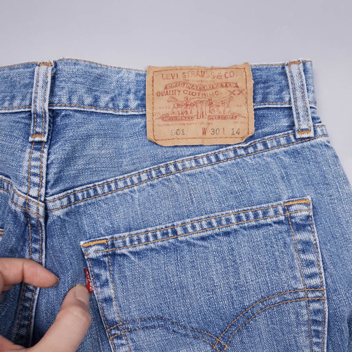 리바이스 재팬 501 중청워싱 버튼플라이 데님 하프팬츠 상품이미지6