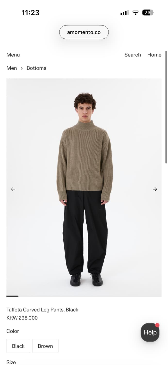 [XL]아모멘토 Taffeta Curved Pants,Black 상품이미지1