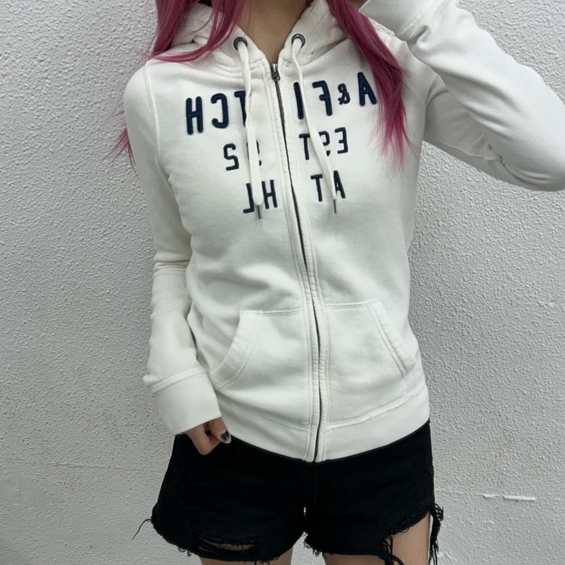 아베크롬비 딱붙핏 화이트 후드집업 S 상품이미지1