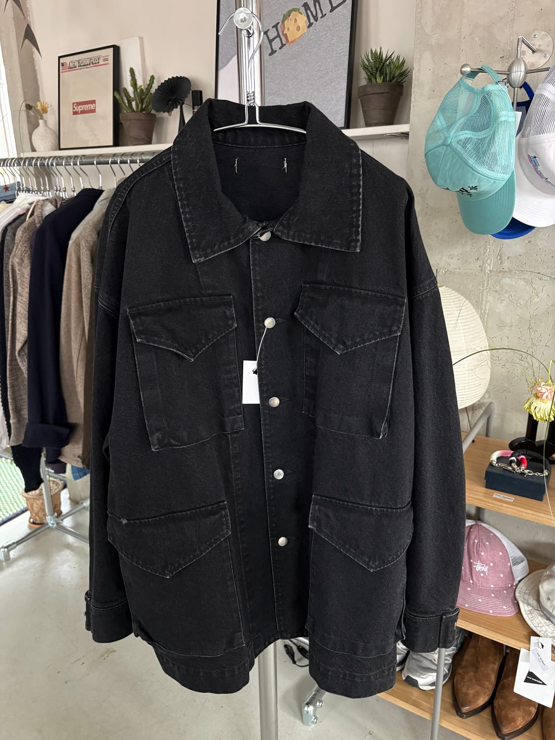 Issuethings 이슈띵즈 type-1 오버사이즈 데님 커버올 자켓 상품이미지1