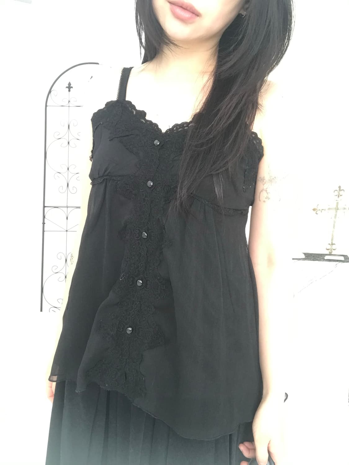 레이스 버튼 디테일 슬리브리스 상품이미지4