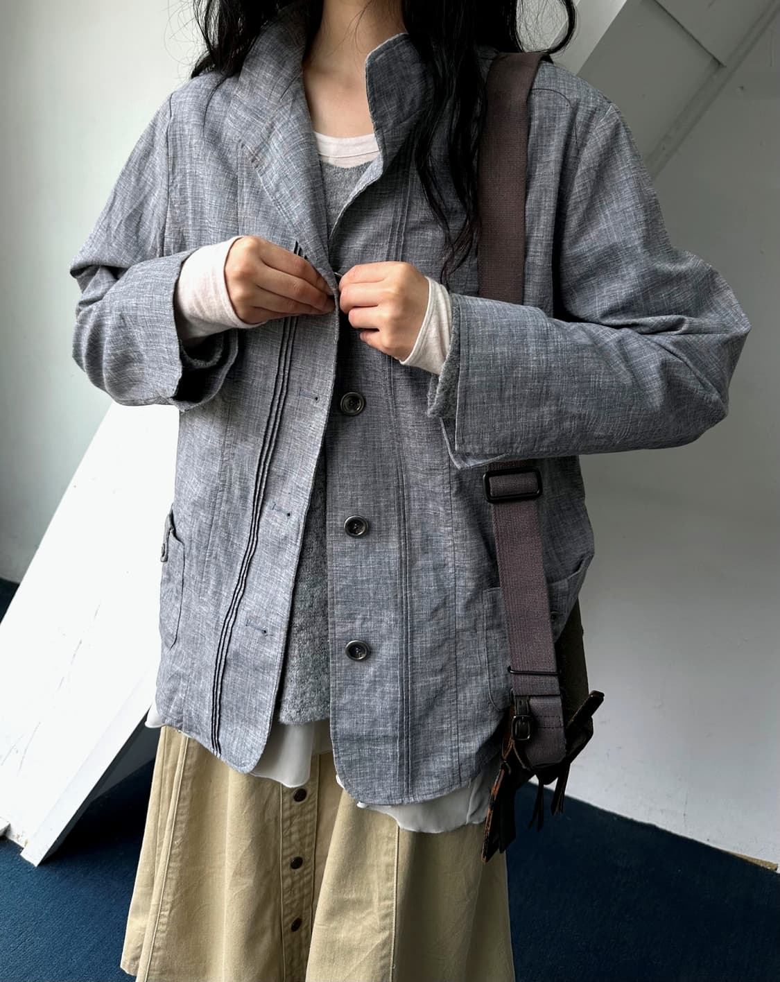 Cotton poly 4B design jacquard jacket 상품이미지8