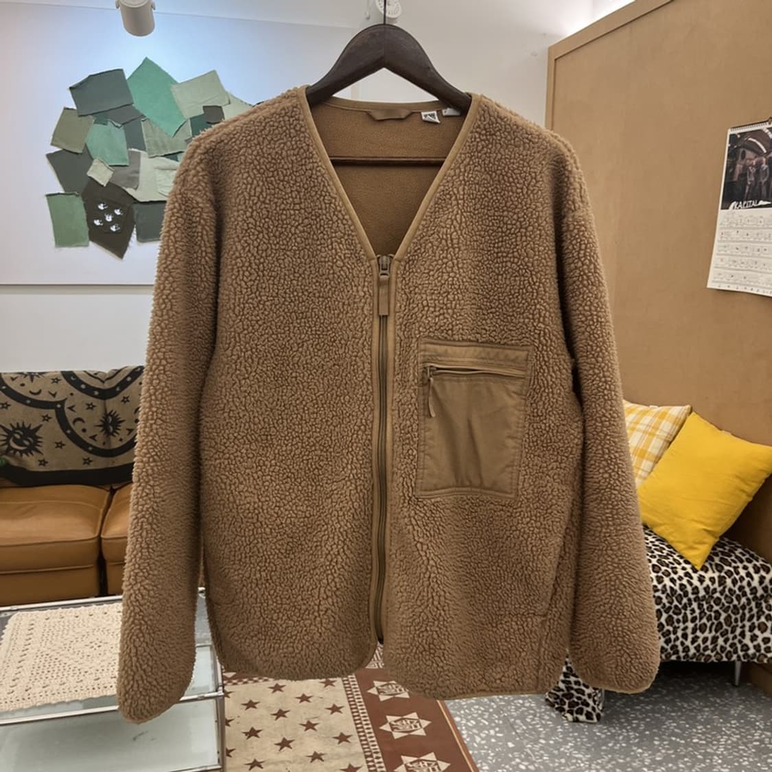 유니클로 U 캐주얼 빈티지 브라운 양털 후리스 자켓 L C10146 상품이미지3