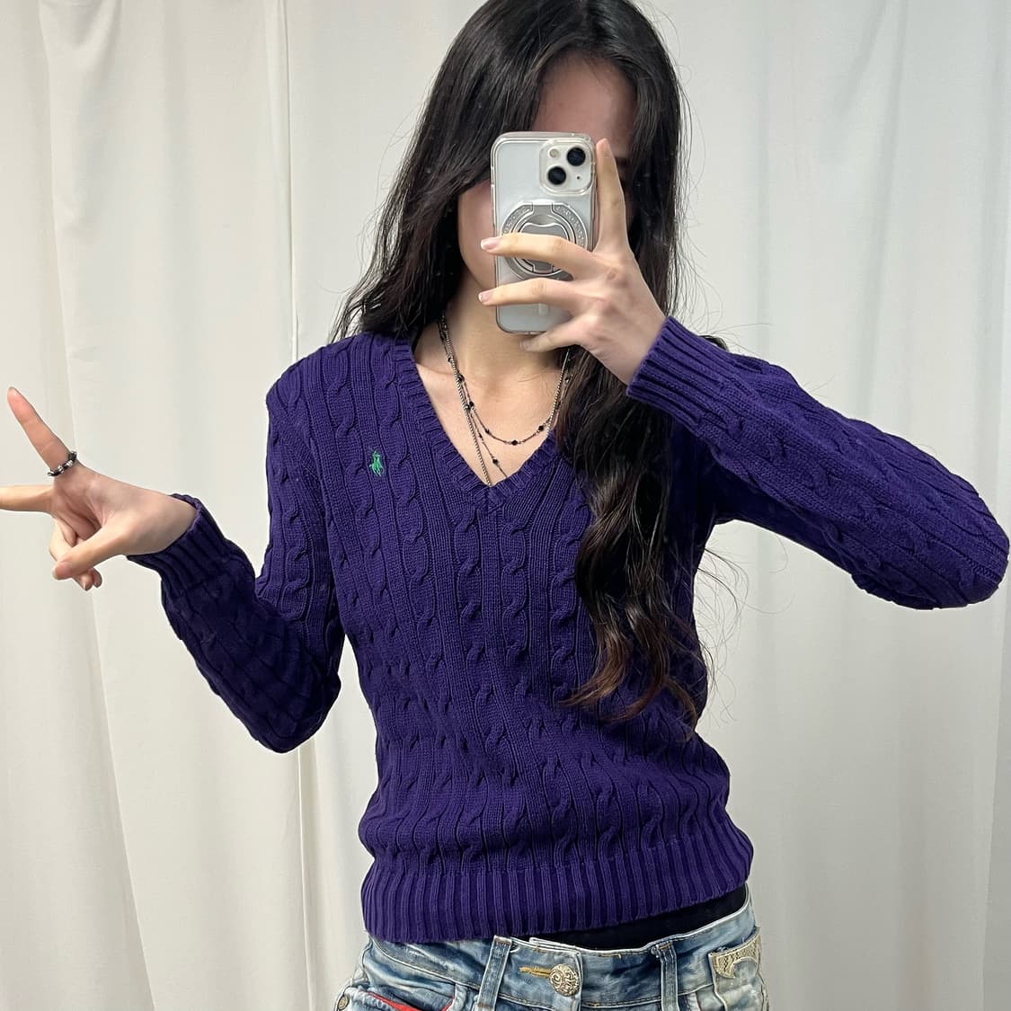 Polo Purple V-neck Knit 상품이미지2