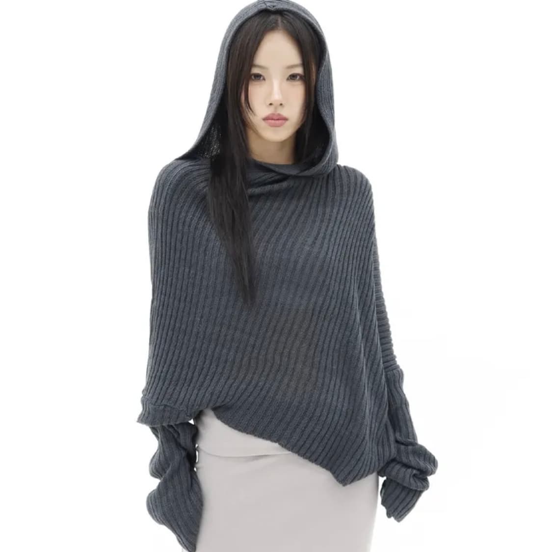 오프숄더 언발 후드 니트 상품이미지6