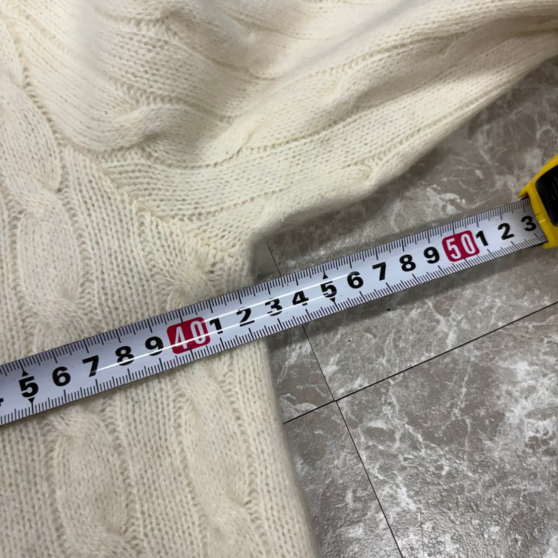 폴로 랄프로렌 핀터깔 아이보리 울 캐시미어 브이넥 걸즈 니트(M) 상품이미지7