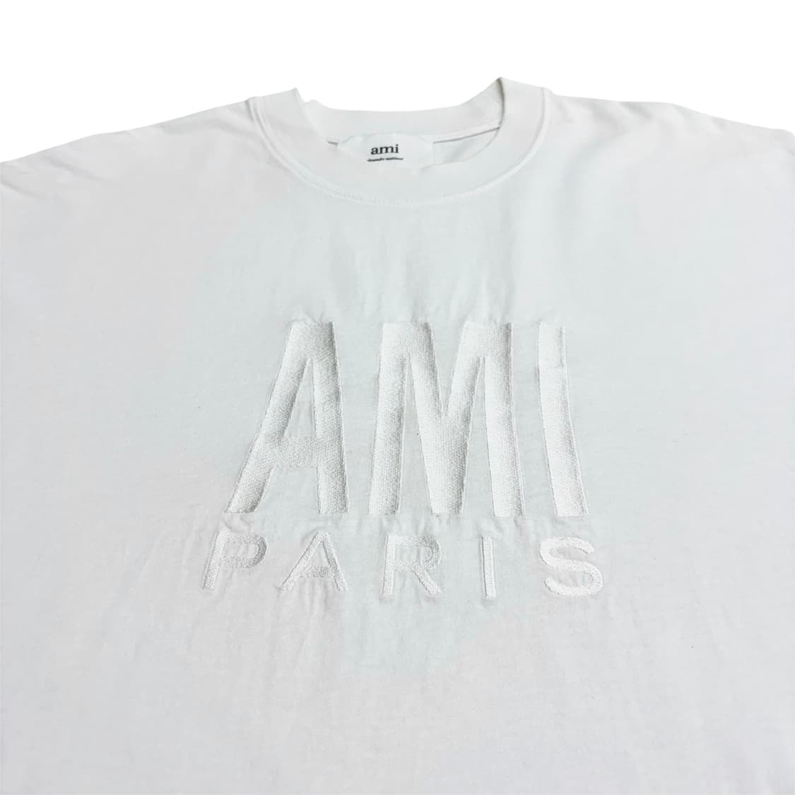 AMI 아미 파리 화이트 빅로고 반팔 티셔츠 (오버핏 M) 상품이미지3