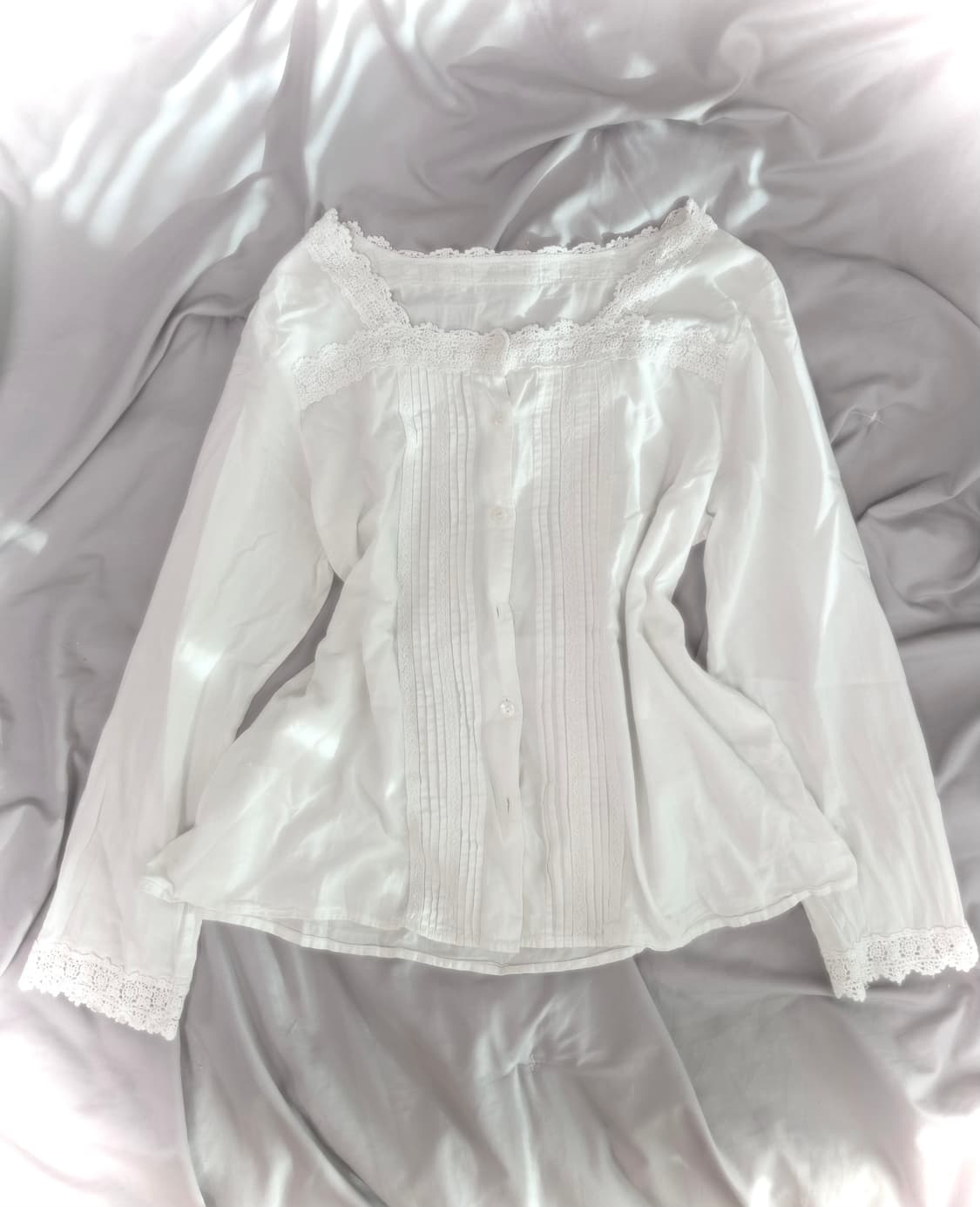 빈티지 유럽풍 모리걸 레이스 핀턱 블라우스 하구미 페어리 코코모리 지구샵 상품이미지1