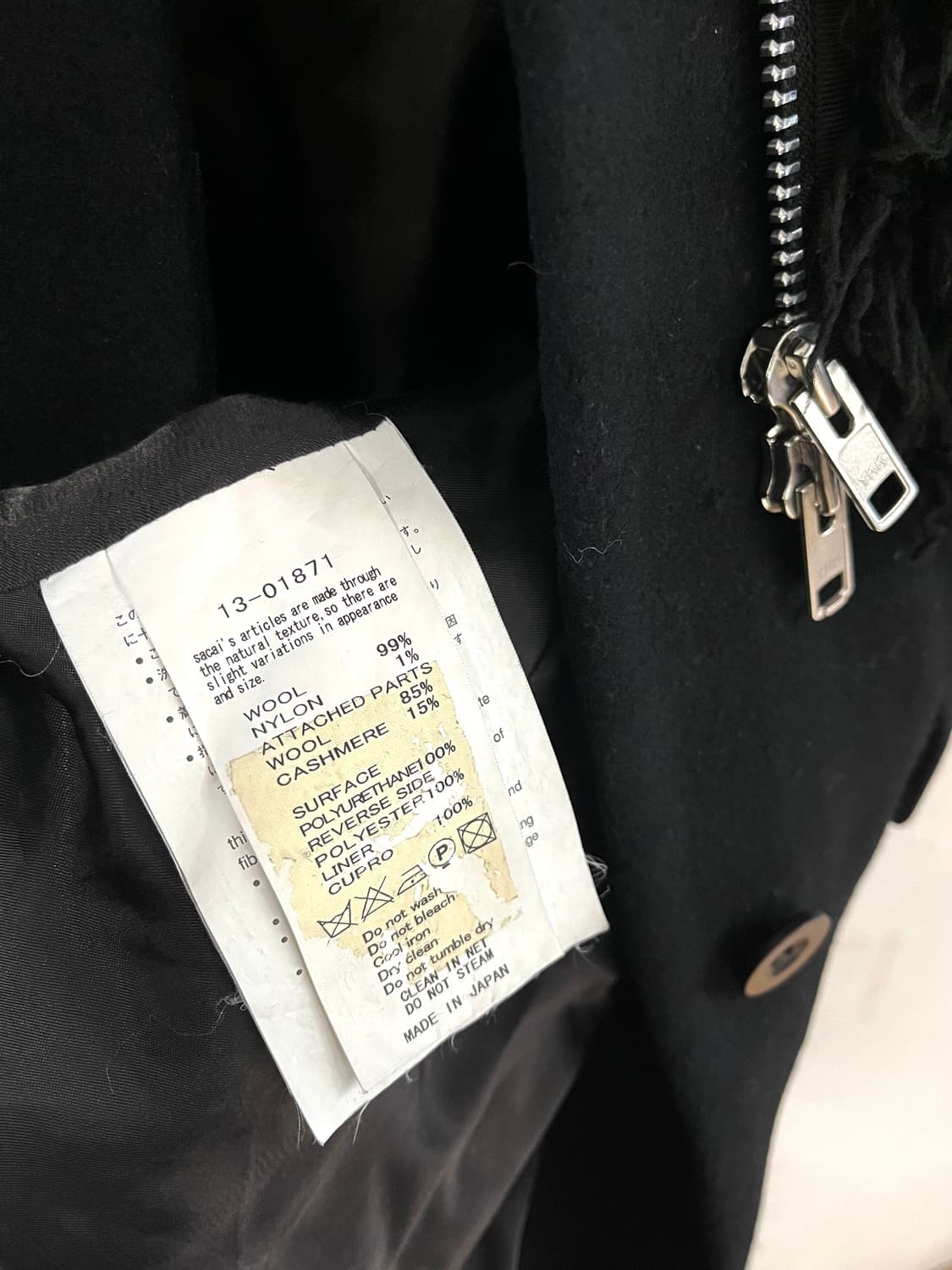 사카이 2013FW 런웨이 퍼울 캐시미어 코트 상품이미지6