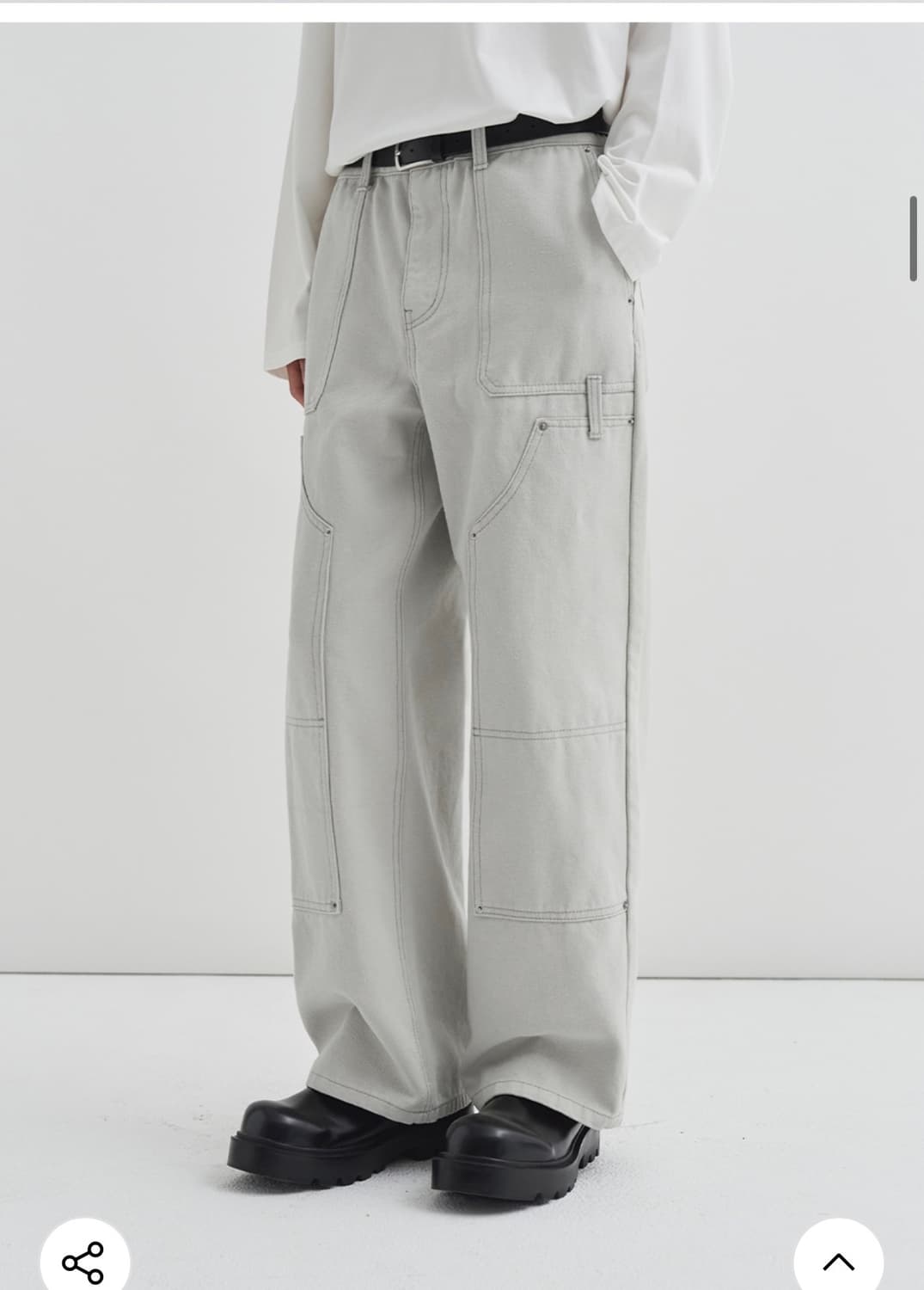 (L) 드로우핏 워시드 더블니 카펜터 워크 팬츠 [LIGHT GREY] 상품이미지7